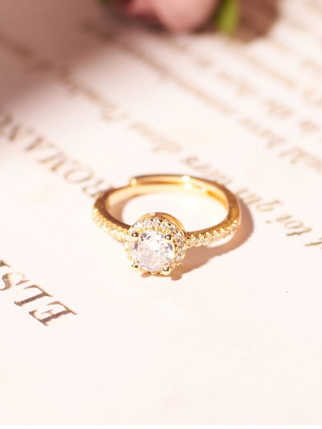 

SALTY Women & Girls Bedazzled Engagement Ring, Gold
