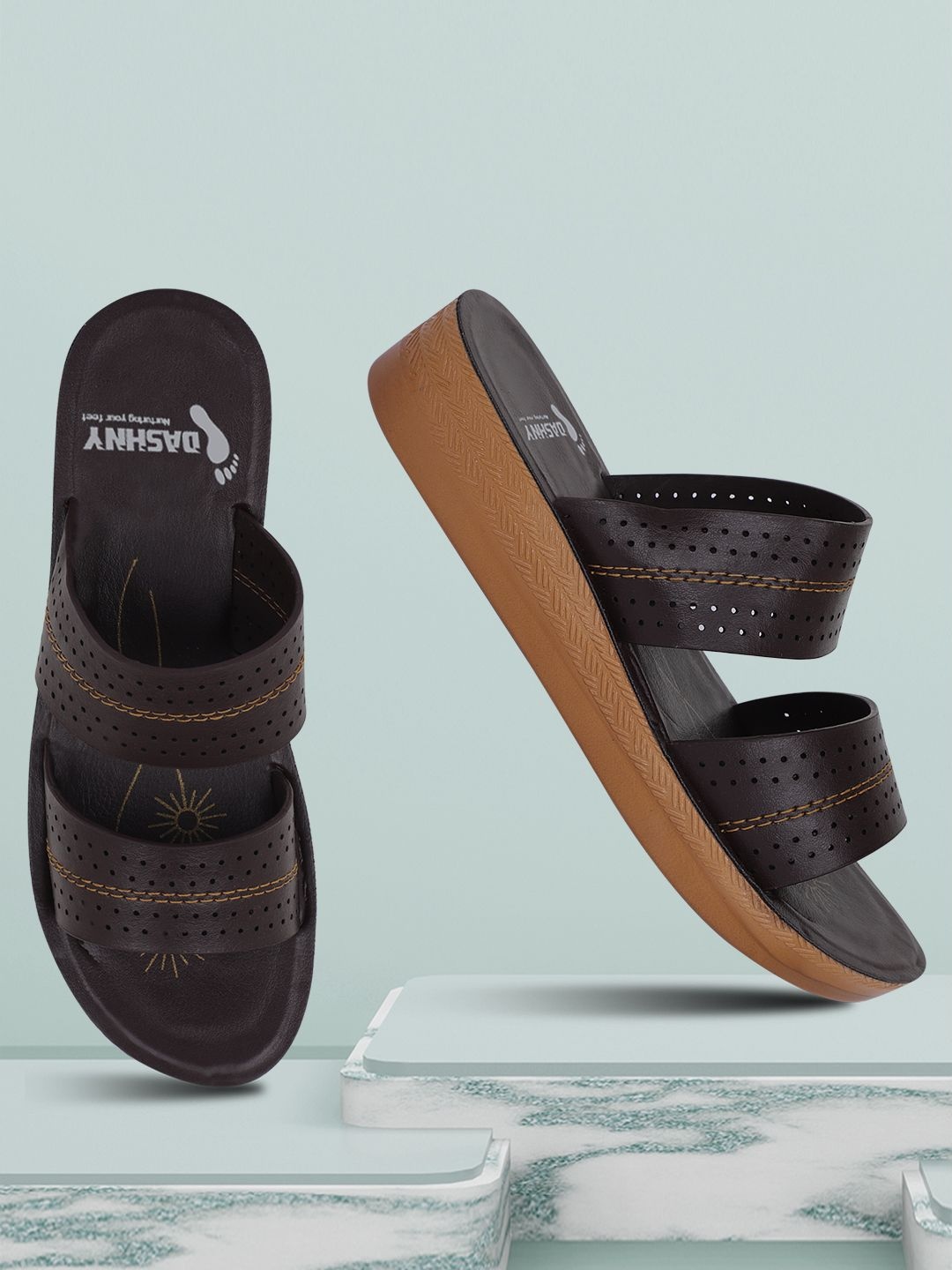 

DASHNY Women Comfort Sandals, Brown