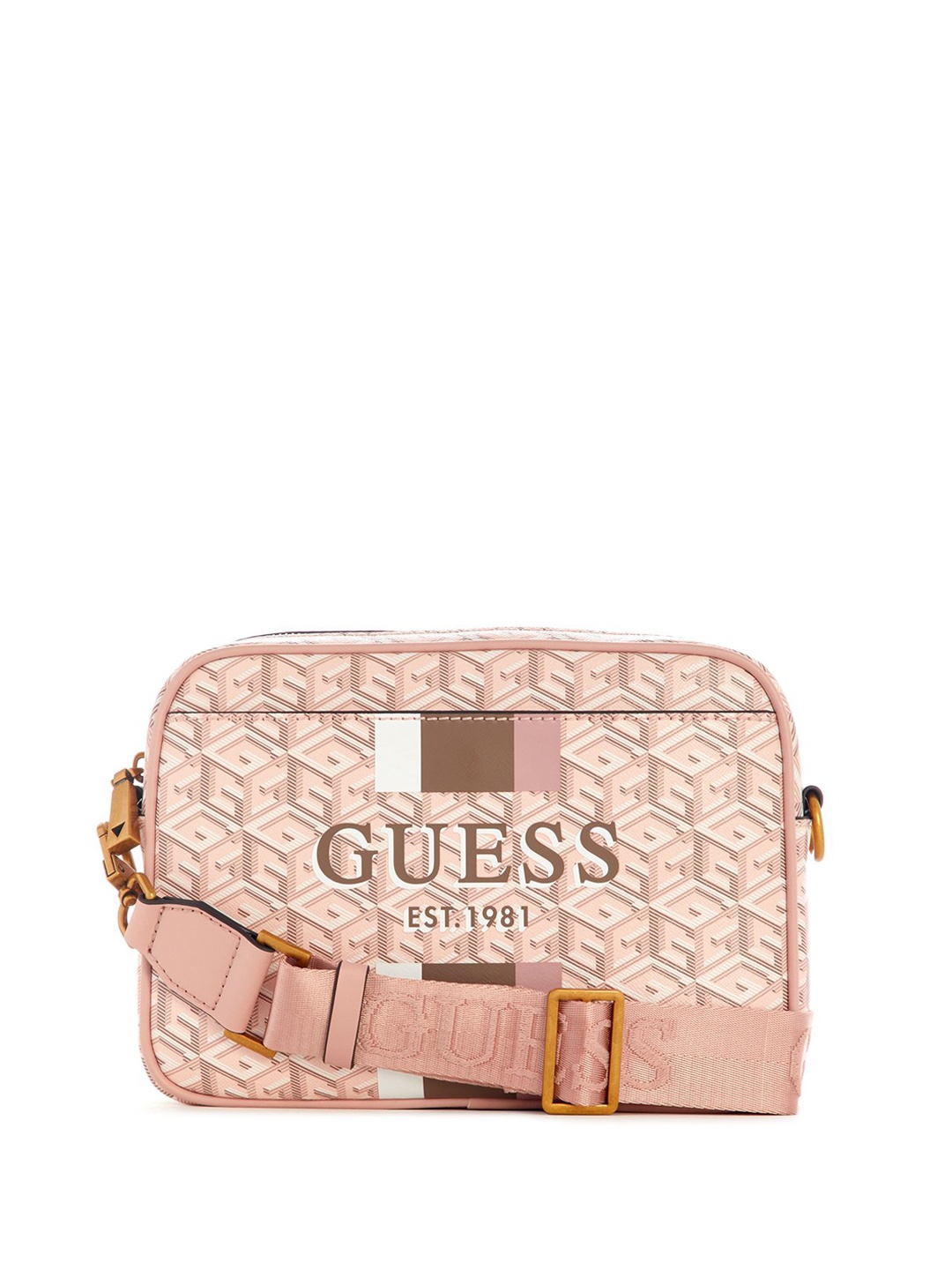 

GUESS Printed PU Shopper Shoulder Bag with Cut Work, Rose