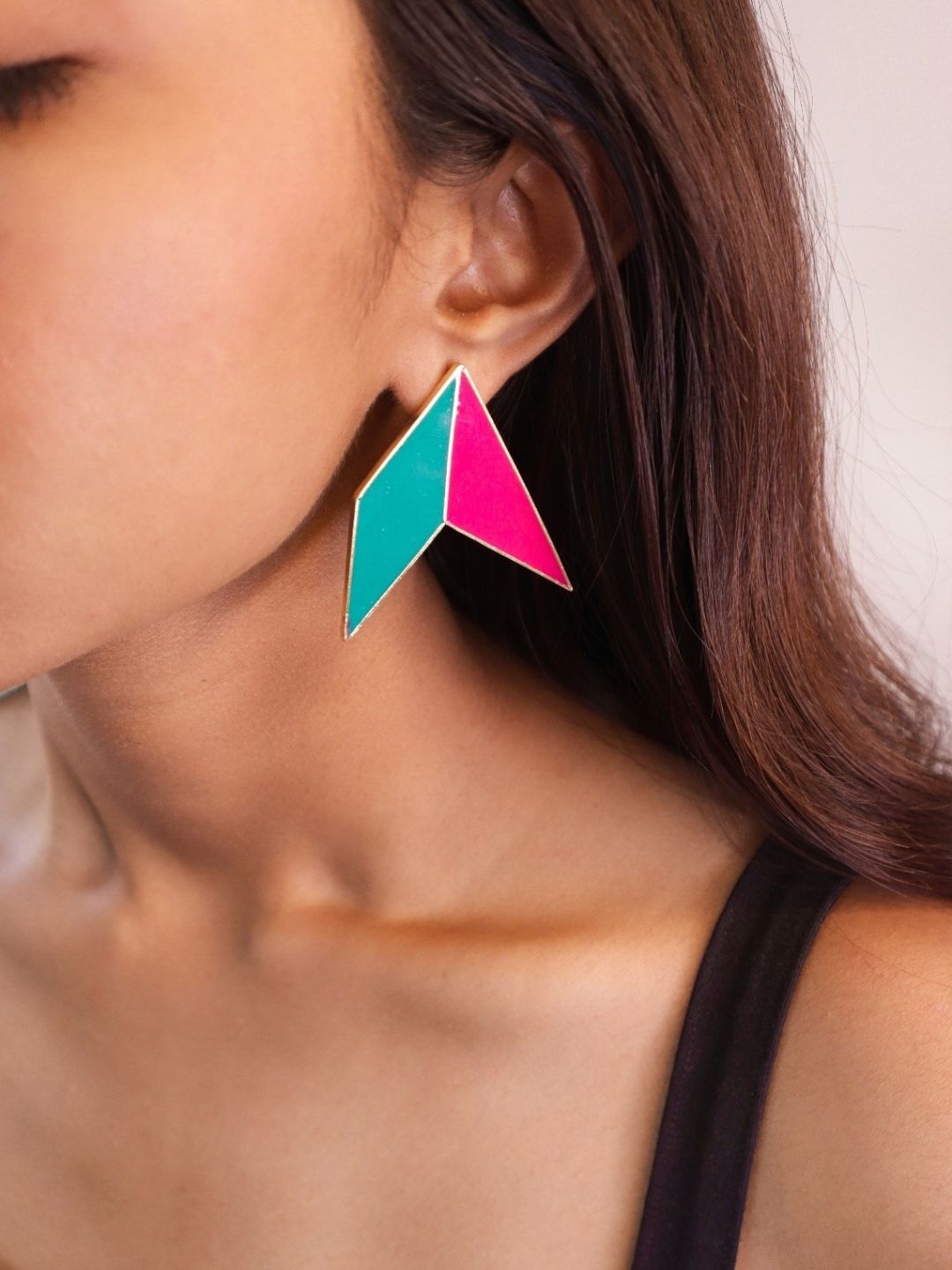 

House of Pehr Gold Plated Cute Bird Enamelled Contemporary Earrings, Pink