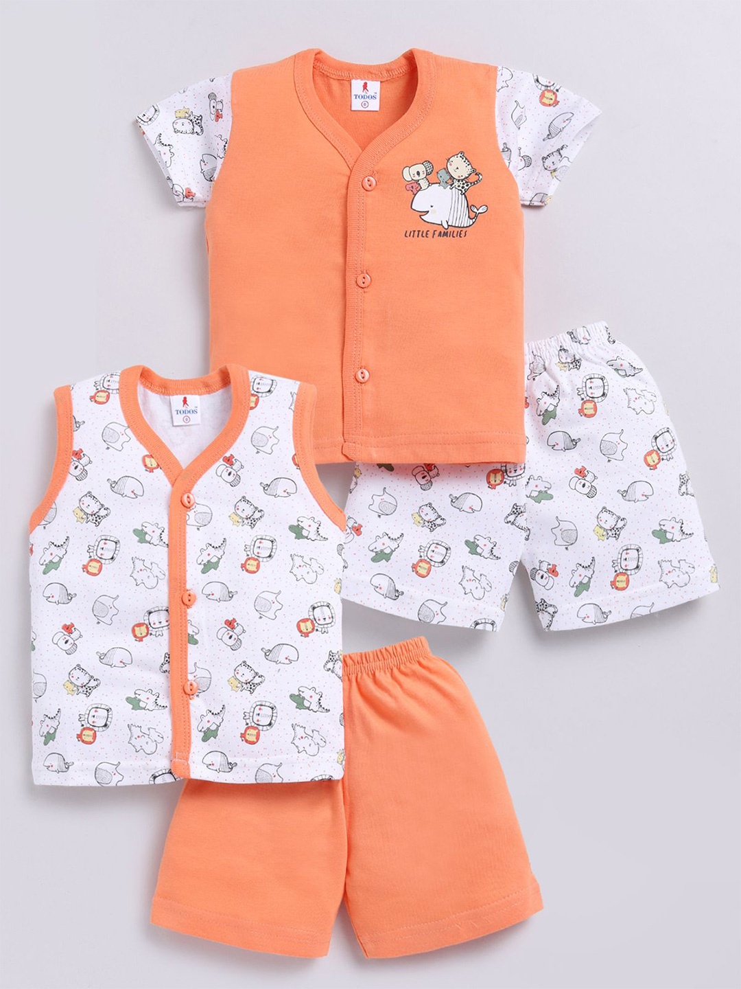 

Annie Infants Pack Of 2 Printed Pure Cotton T-Shirt With Shorts, Orange