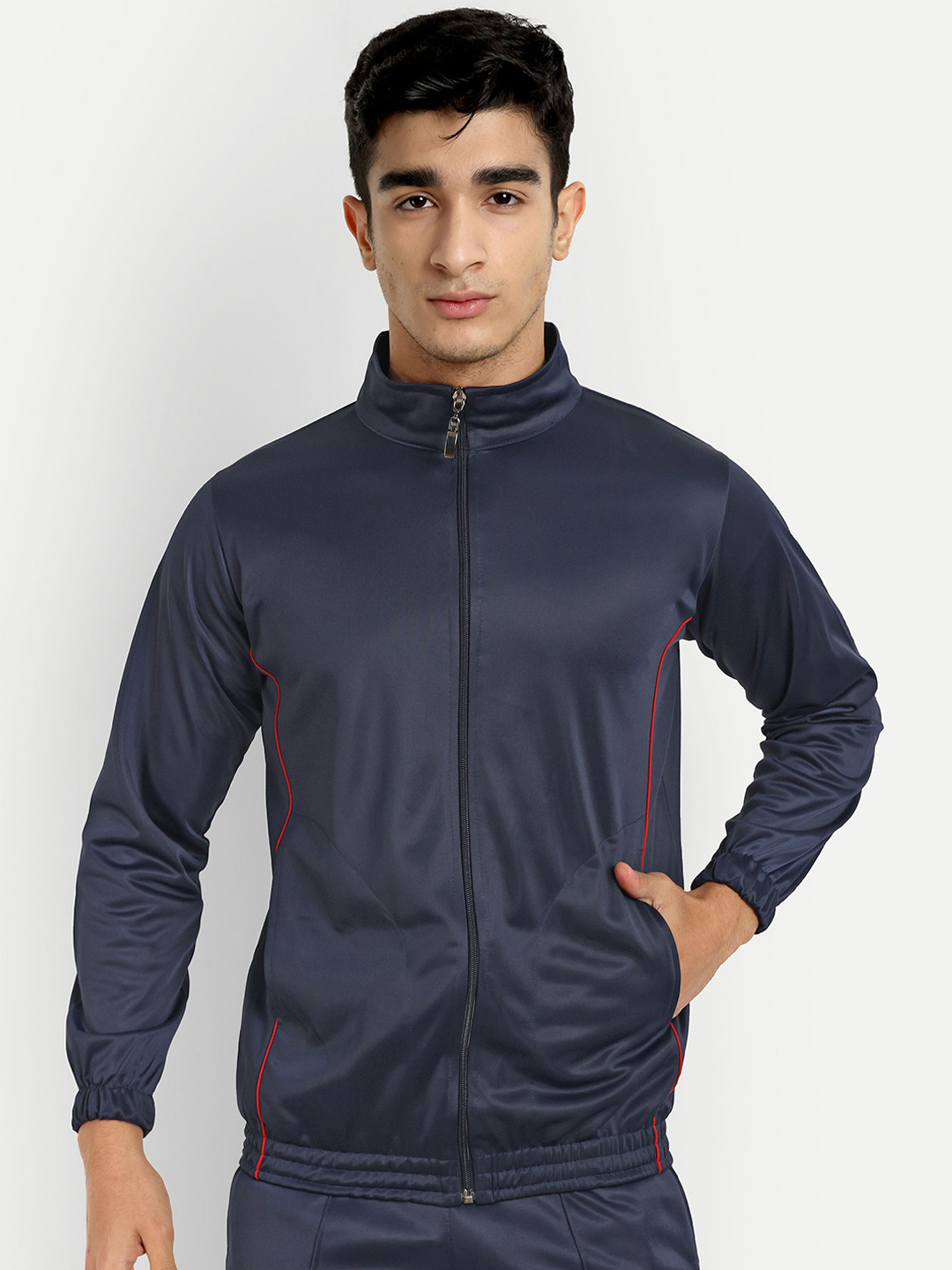 

Metronaut Men Mock Collar Solid Sports Lightweight Sporty Jacket, Navy blue