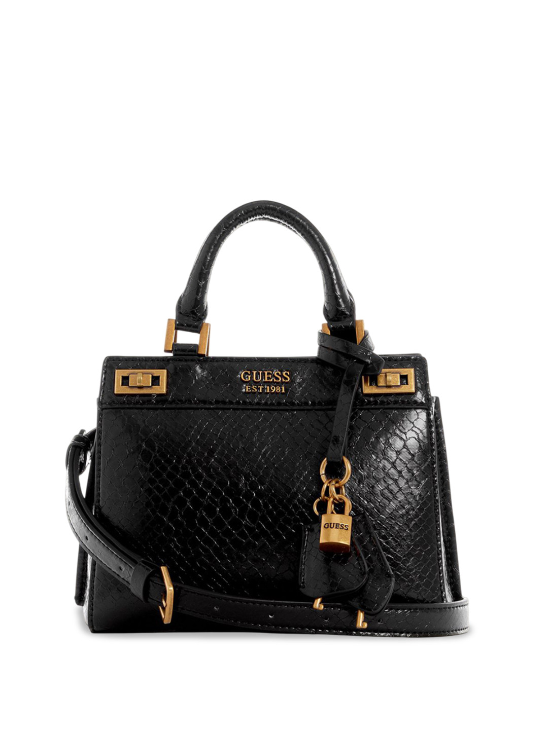 

GUESS Textured PU Structured Satchel with Bow Detail, Black