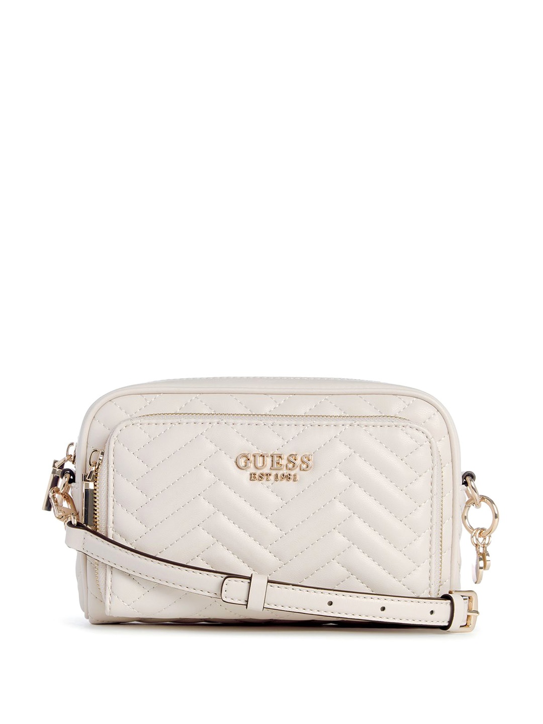 

GUESS Textured PU Bucket Shoulder Bag with Quilted, Grey
