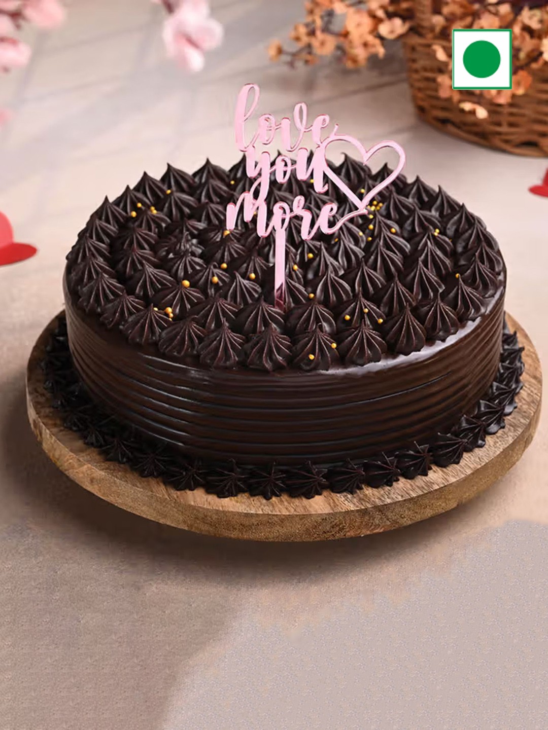

Floweraura Chocolate Flavour Eggless Round Shape Cake With Topper- 1kg, Brown