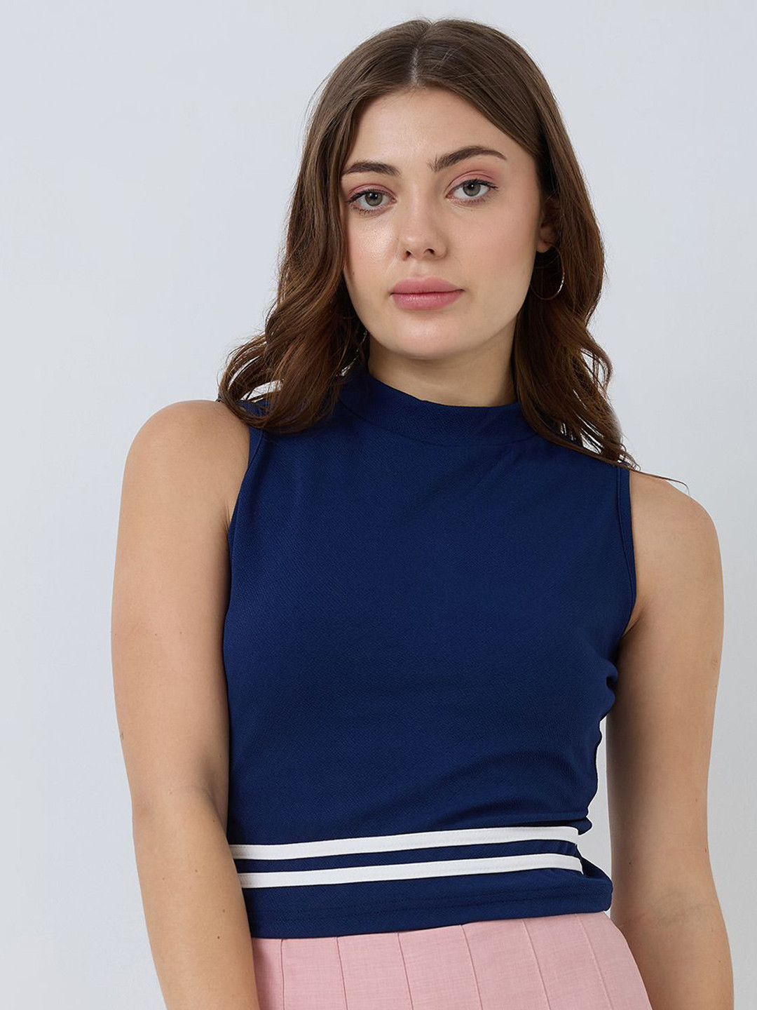

SZN Striped Sleeveless Crop Top, Blue