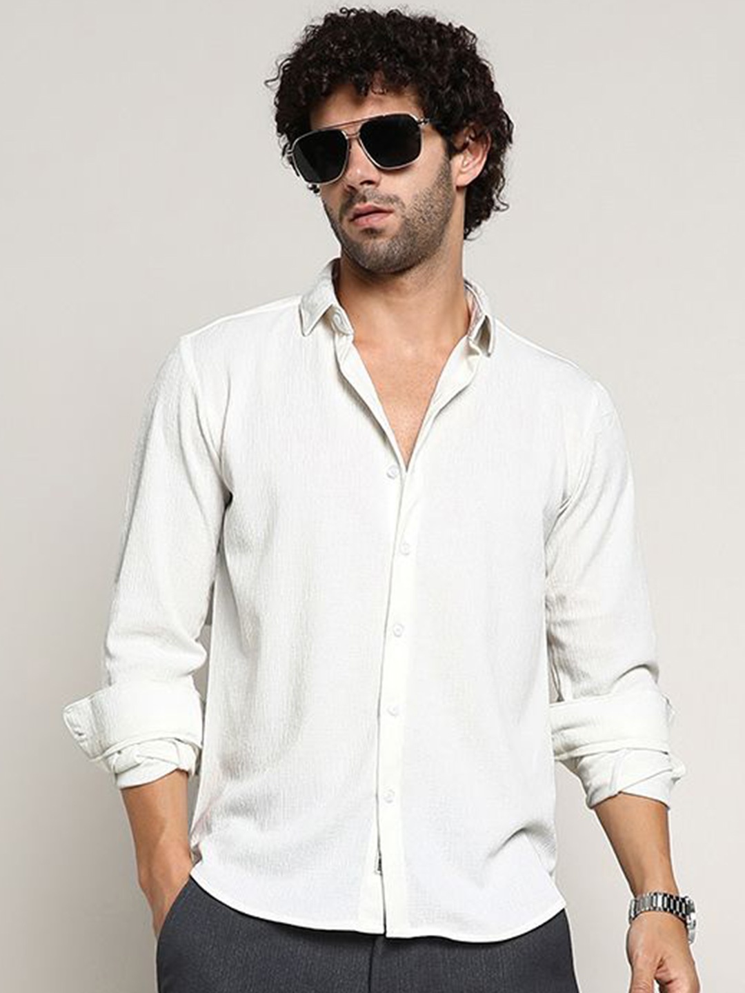 

Campus Sutra Men Comfort Opaque Casual Shirt, White