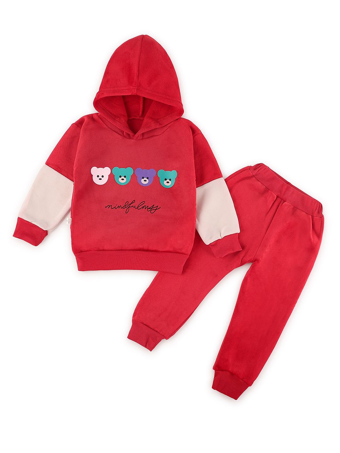 

Bold N Elegant Boys Printed Hooded Sweatshirt With Joggers, Red