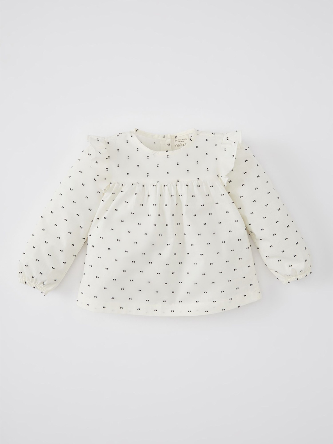 

DeFacto Girls Conversational Self Design Pure Cotton Blouson Top, White