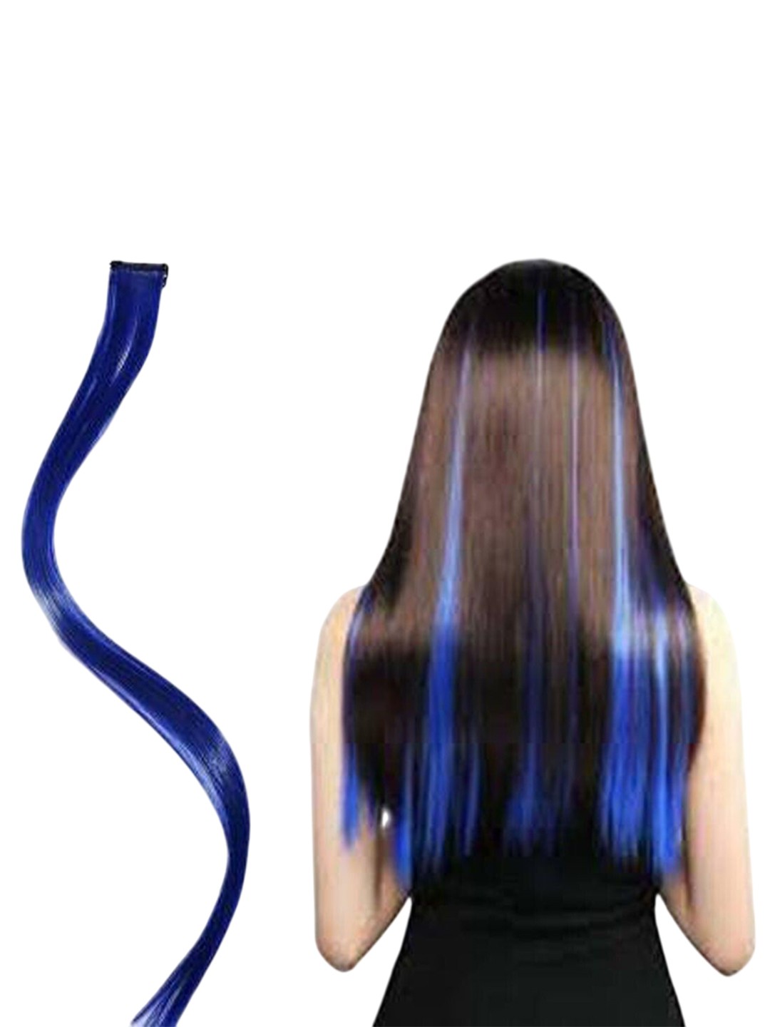 

vister Set Of 4 Straight Clip-In Hair Extension - 22 Inch - Blue