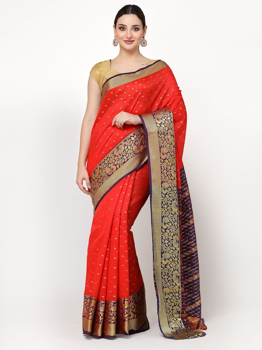 

RAJUL Woven Design Zari Banarasi Saree, Red