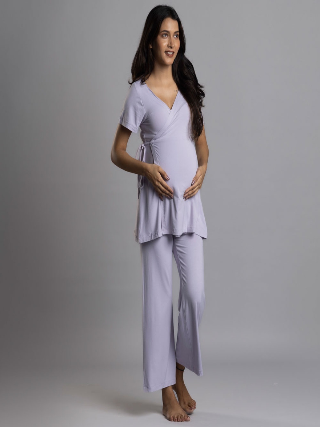 

Block Hop Maternity V-Neck Top & Trouser, Lavender