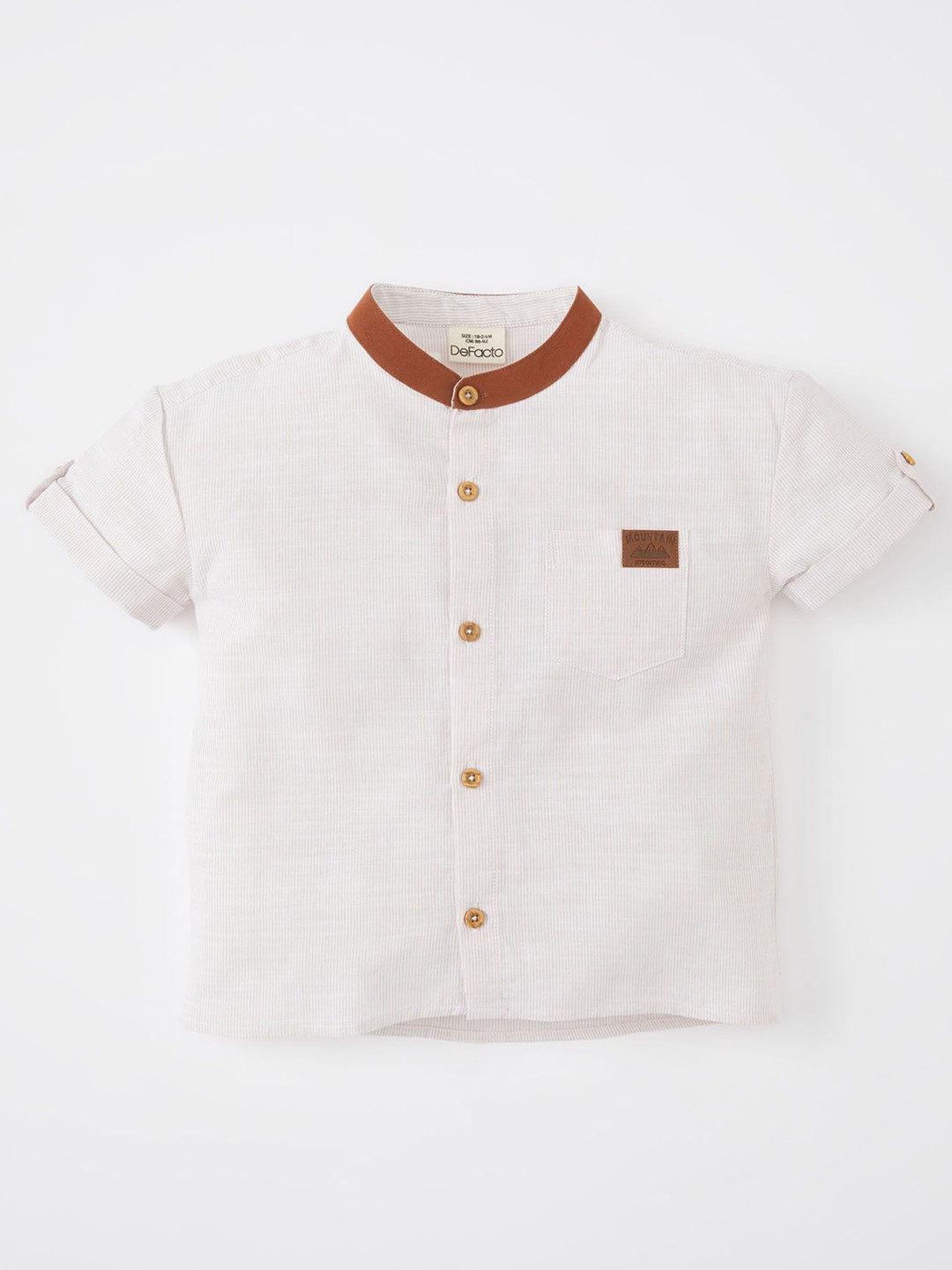 

DeFacto Boys Mandarin Collar Solid Cotton Casual Shirt, White