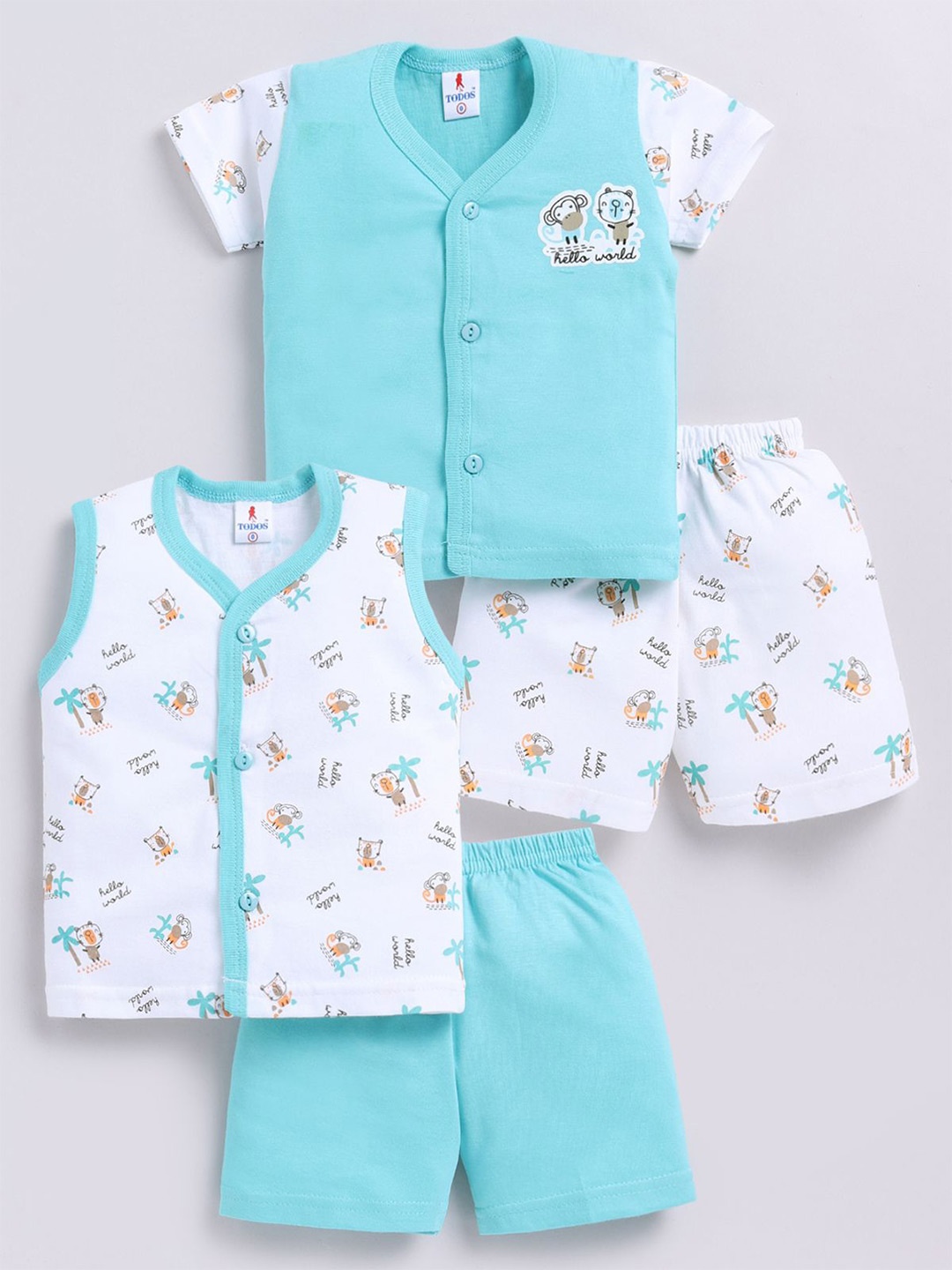 

Annie Boys Printed Pure Cotton T-shirt With Shorts Clothing Set, Blue
