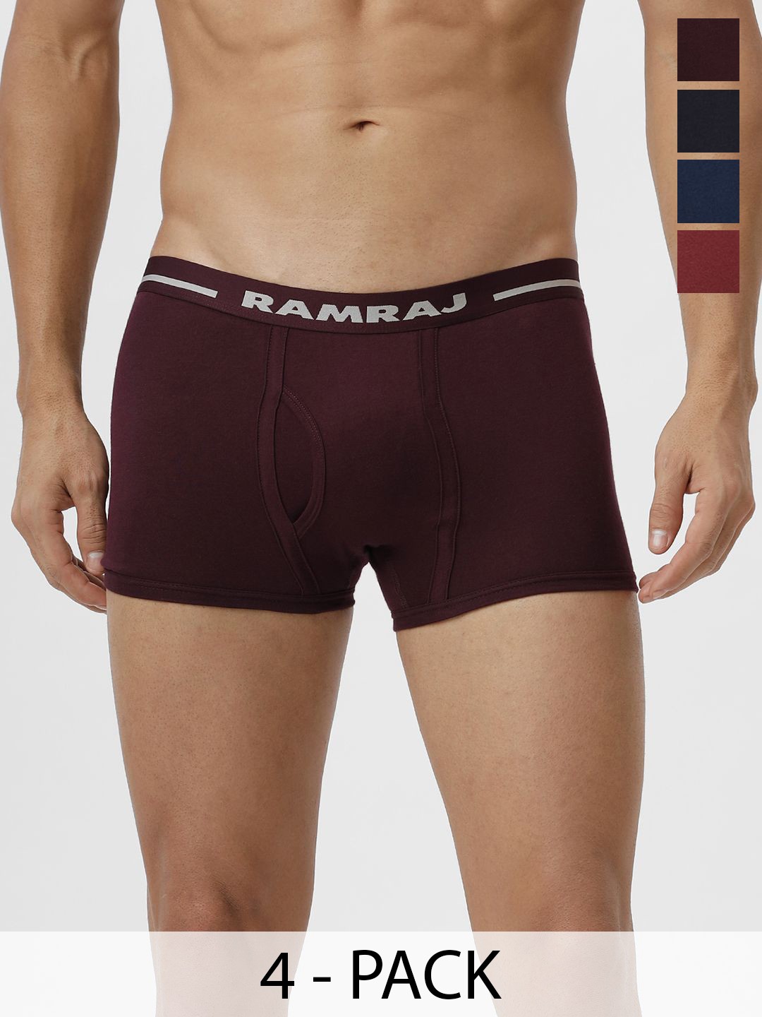 

Ramraj Pack Of 4 Cotton Short Trunks VINTRK_CYGWBLNY-4P, Red