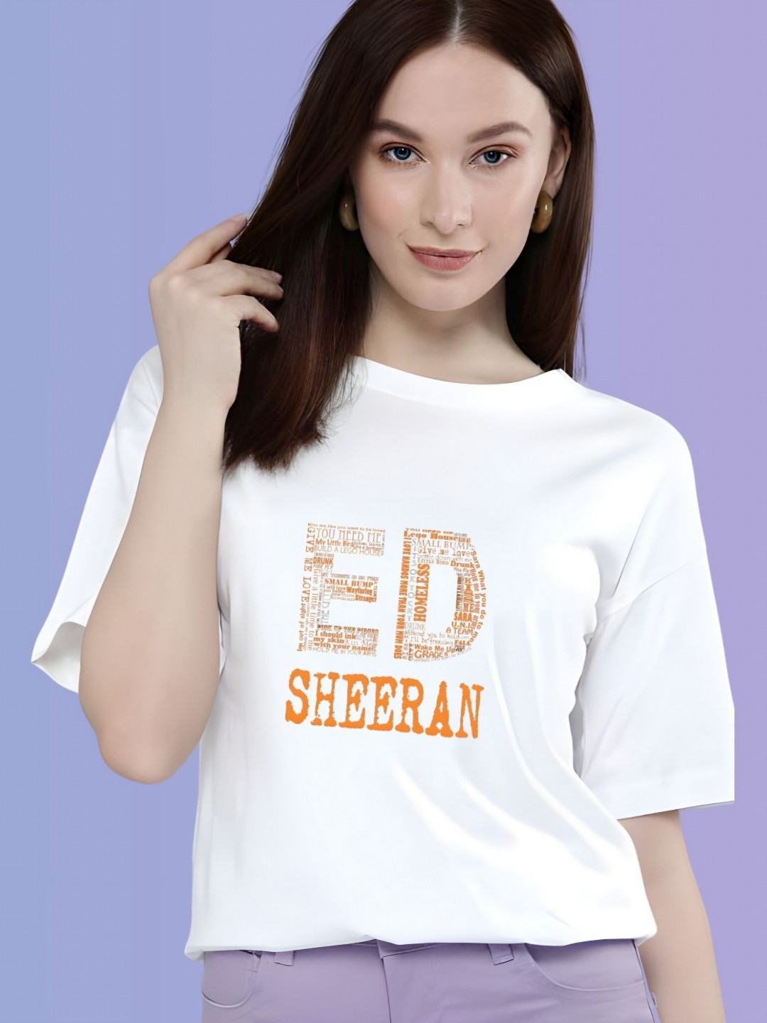 

TRENDSATTIRE Women Ed Sheeran Fan Tshirt, White