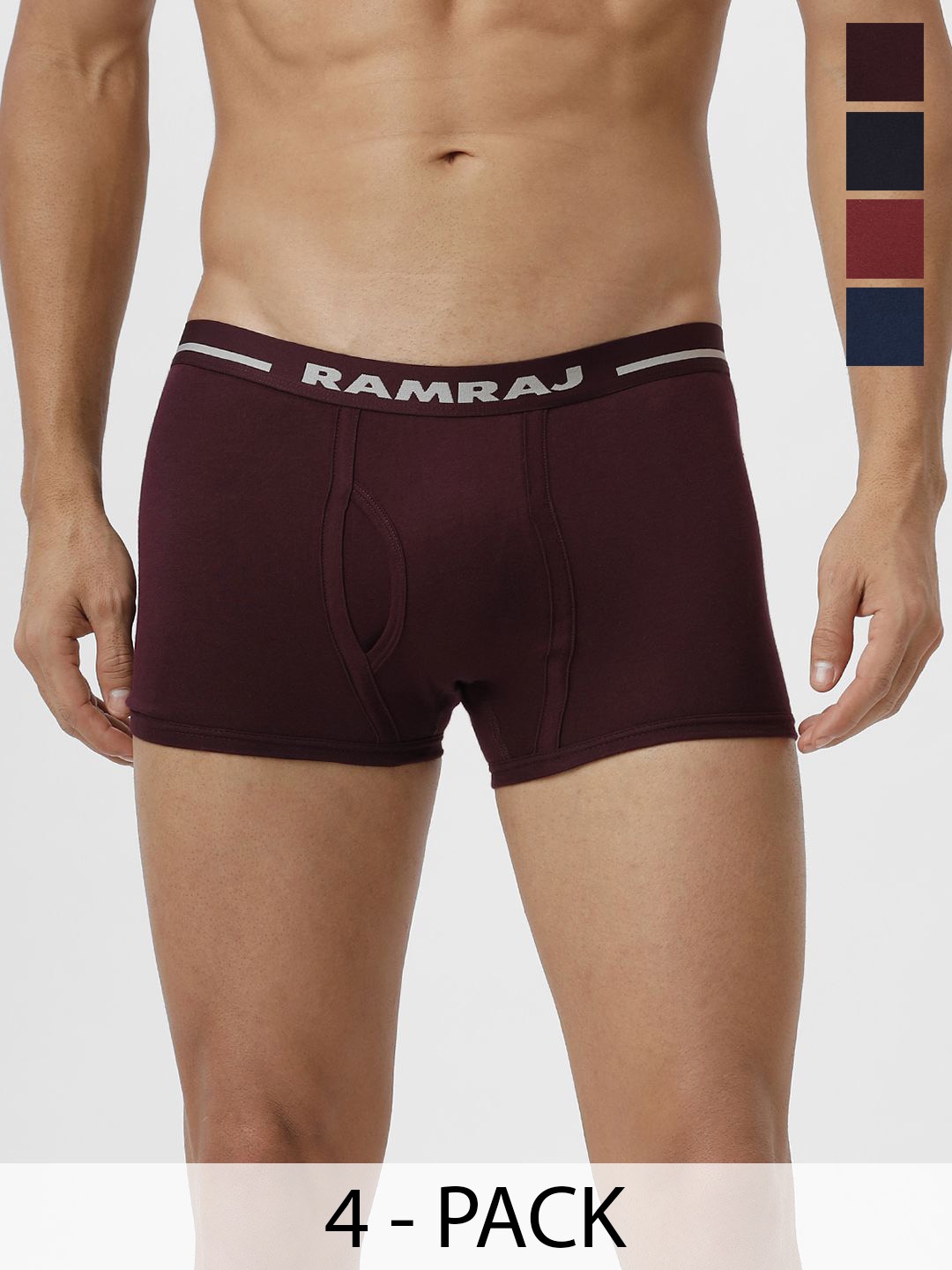 

Ramraj Men Pack Of 4 Cotton Short Trunks, Red