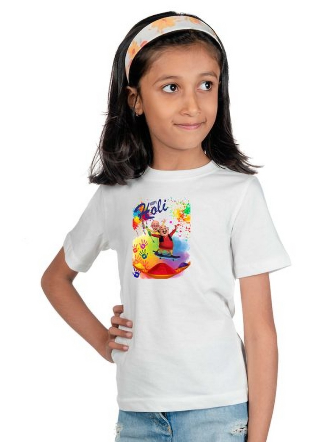 

Chombooka Girls Graphic Printed Round Neck T-shirt, White