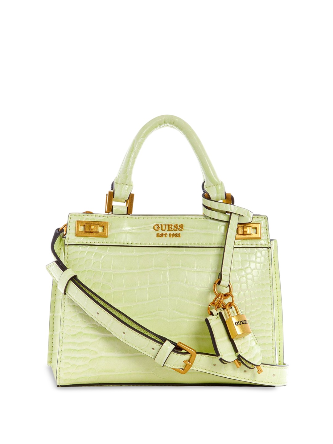 

GUESS Textured PU Structured Satchel, Lime green