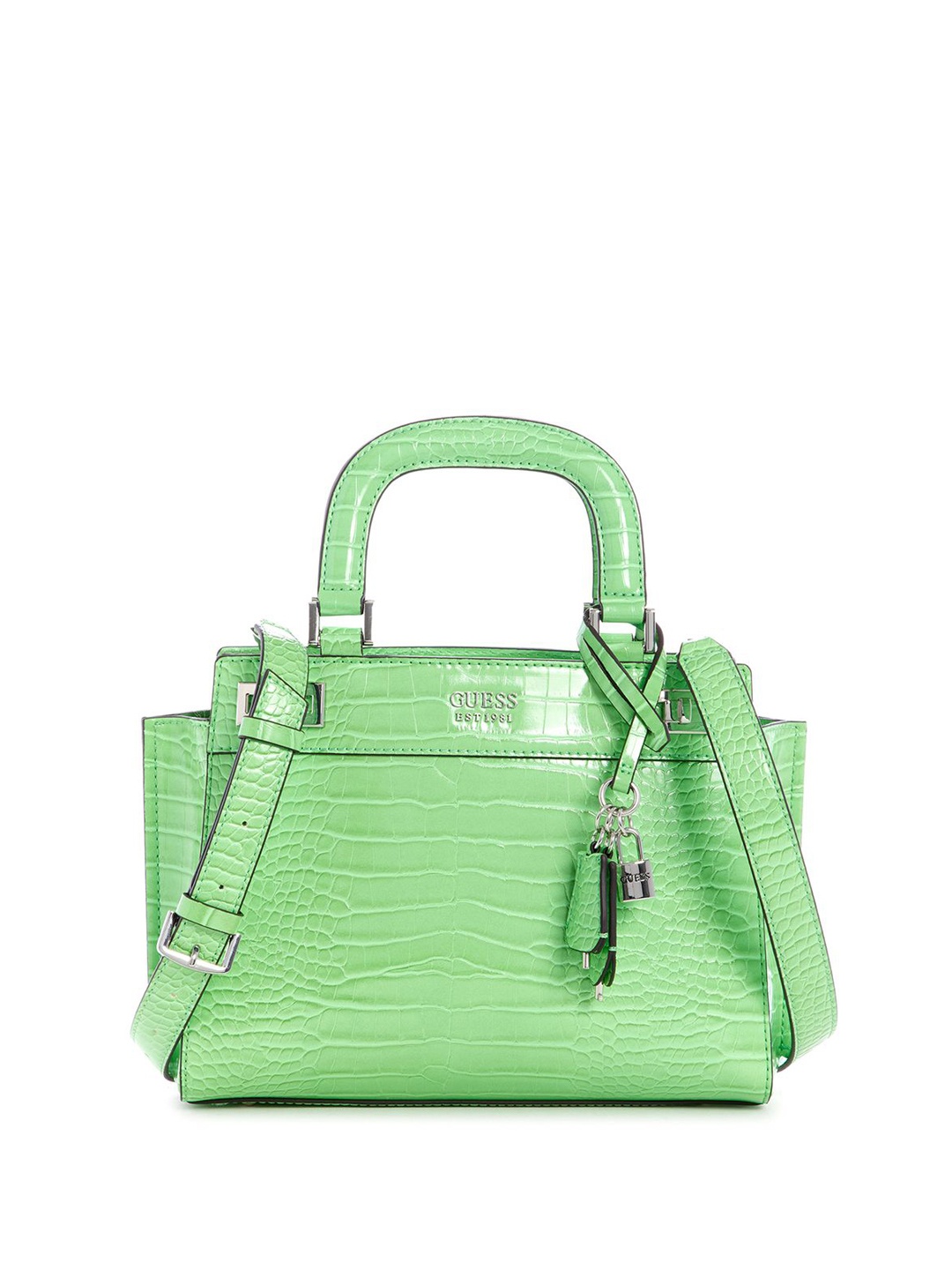 

GUESS Textured PU Structured Satchel with Tasselled, Green