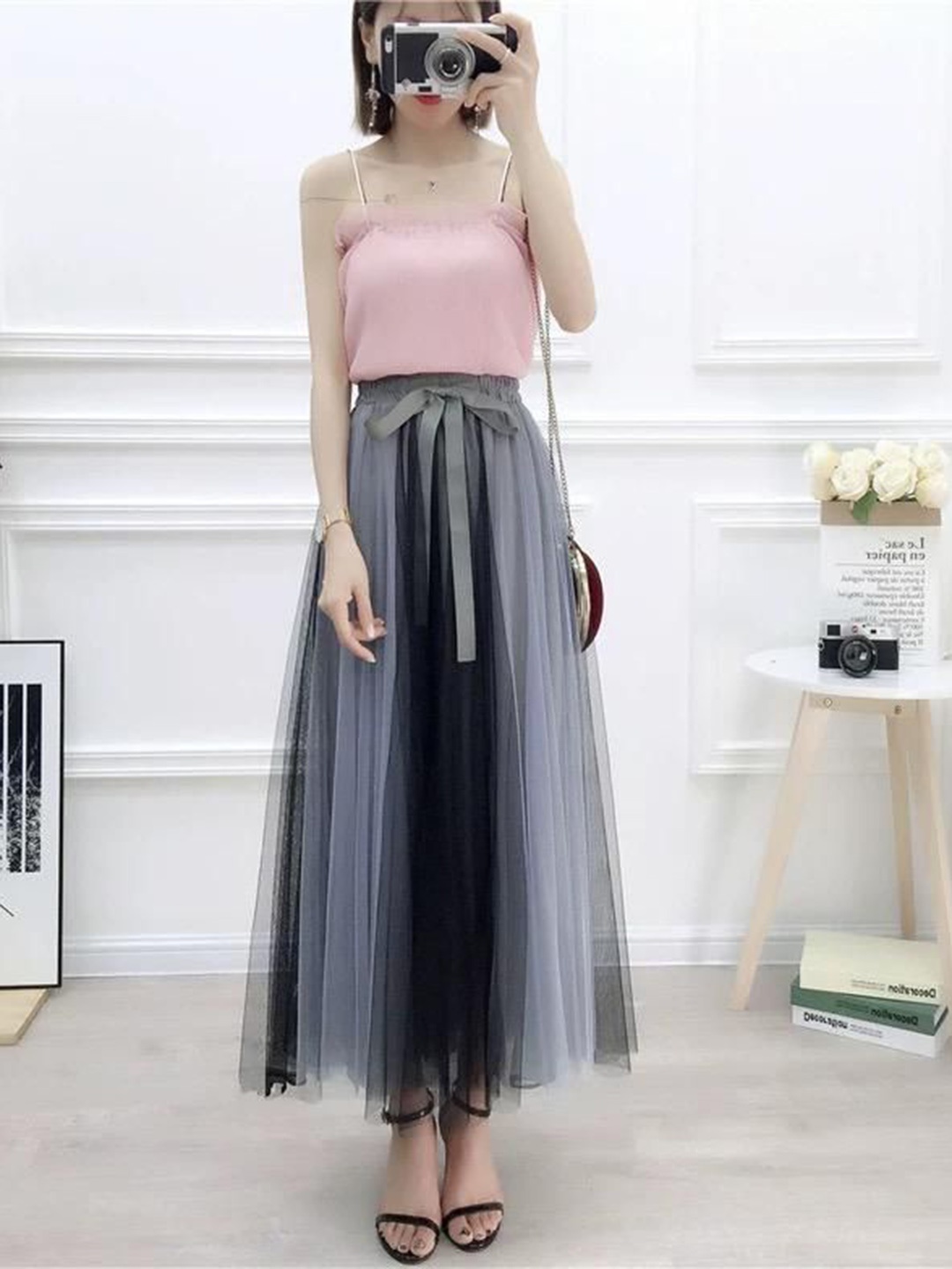 

MADE FOR HER LABEL Flared Midi Skirt, Grey