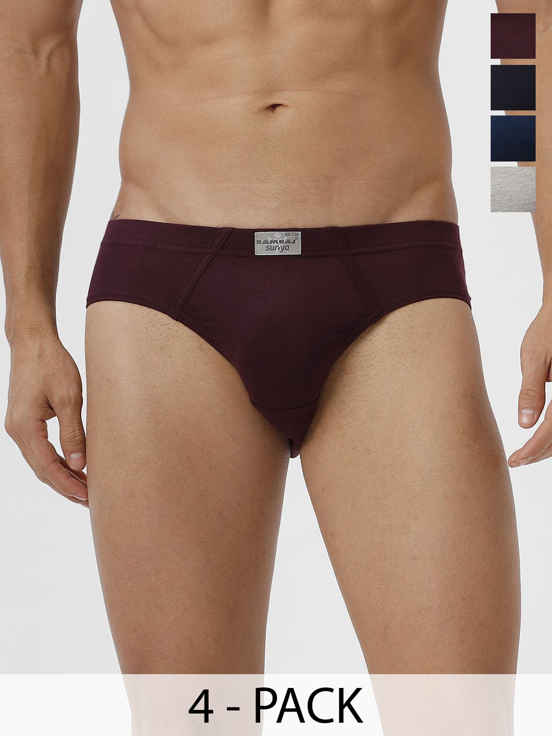 

Ramraj Men Pack of 4 Solid 100% Soft Combed Fine Jersey Inner Elastic Briefs, Navy blue