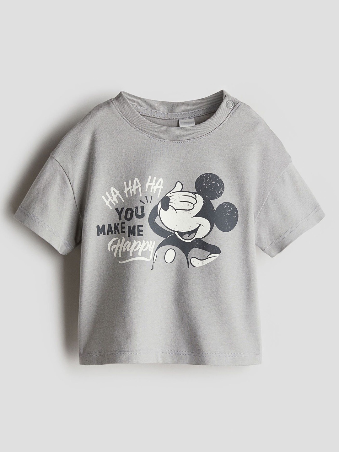 

H&M Print-Motif Cotton T-Shirt, Grey
