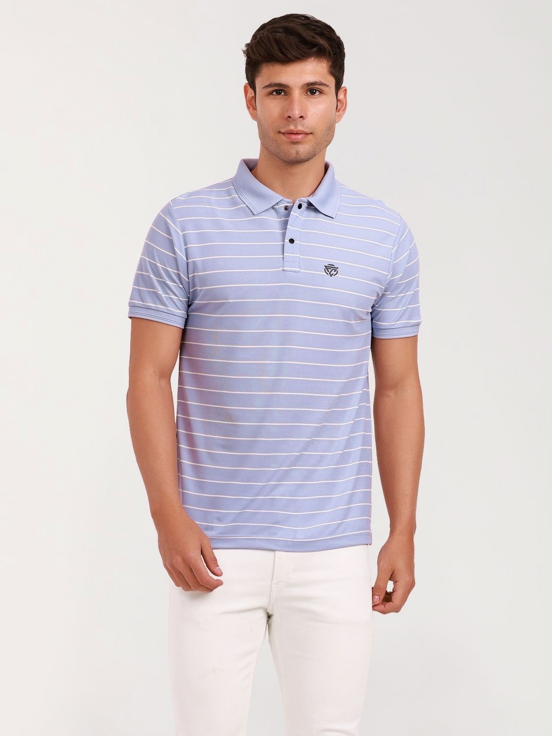 

Fitcore Men Dri-FIT Striped Polo Collar T-shirt, Lavender