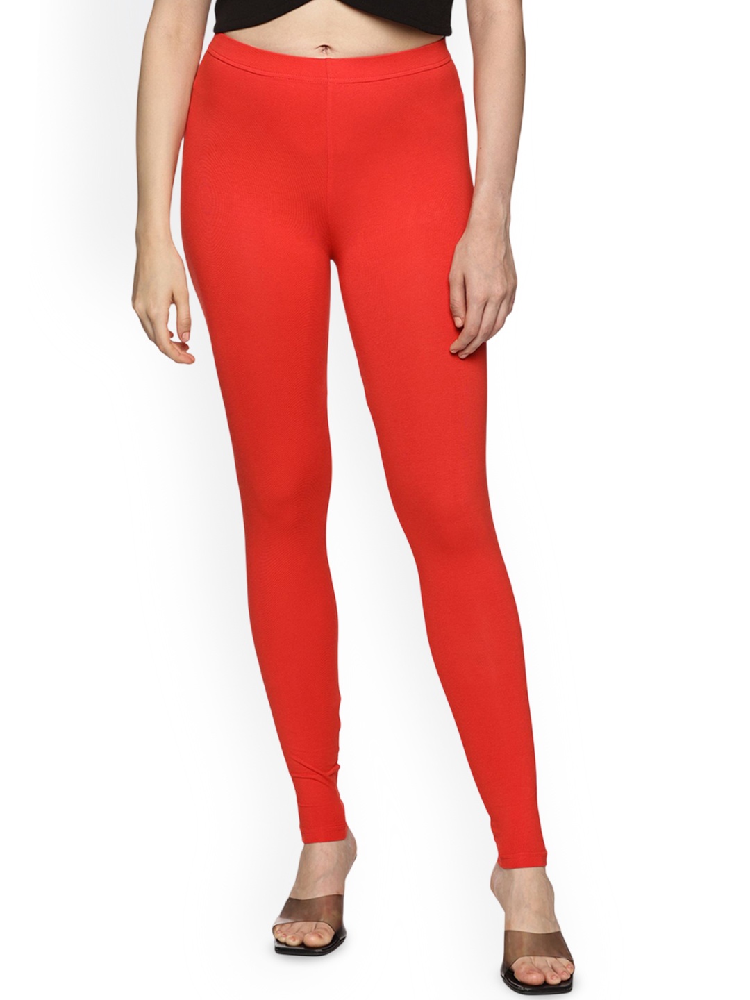 

Coppersmith Women Slip On Ankle Length Breathable Leggings, Red