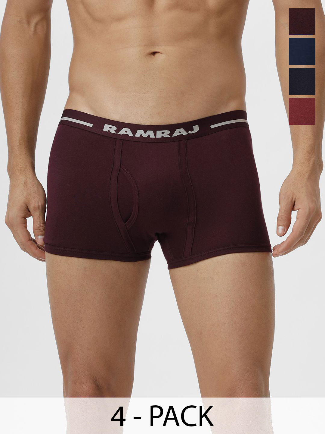 

Ramraj Pack Of 4 Cotton Short Trunks VINTRK_CYGWBLNY-4P, Red