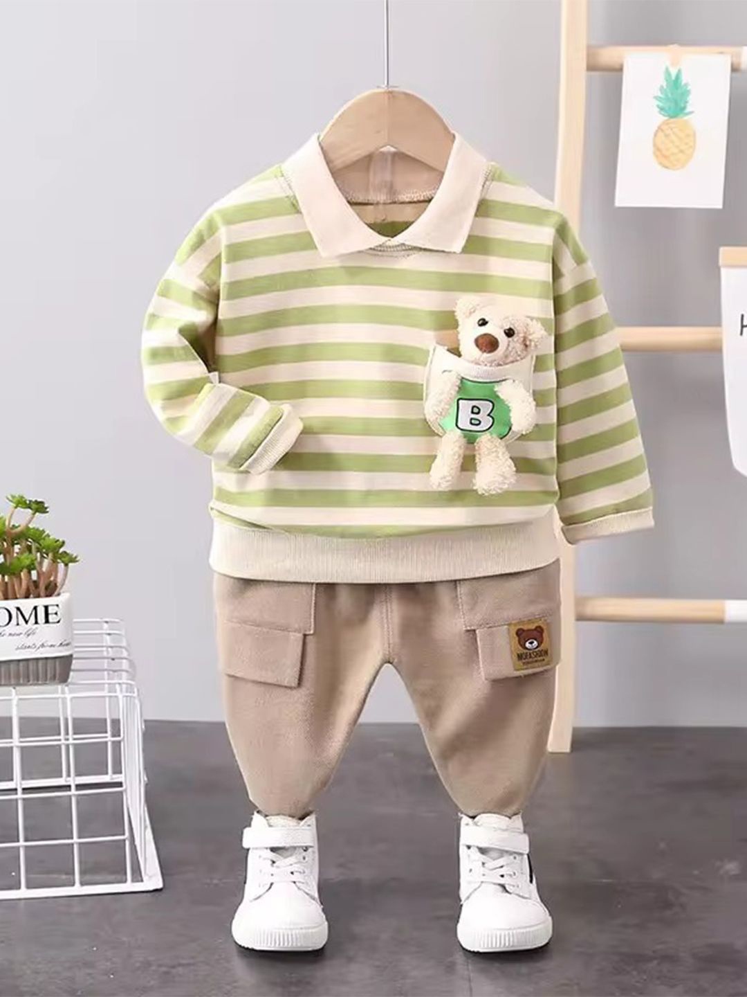 

Bold N Elegant Boys Striped T-shirt, Green