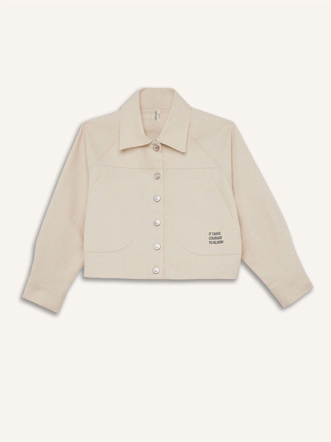 

DeFacto Girls Relaxed Fit Spread Collar Solid Cotton Casual Shirt, Beige