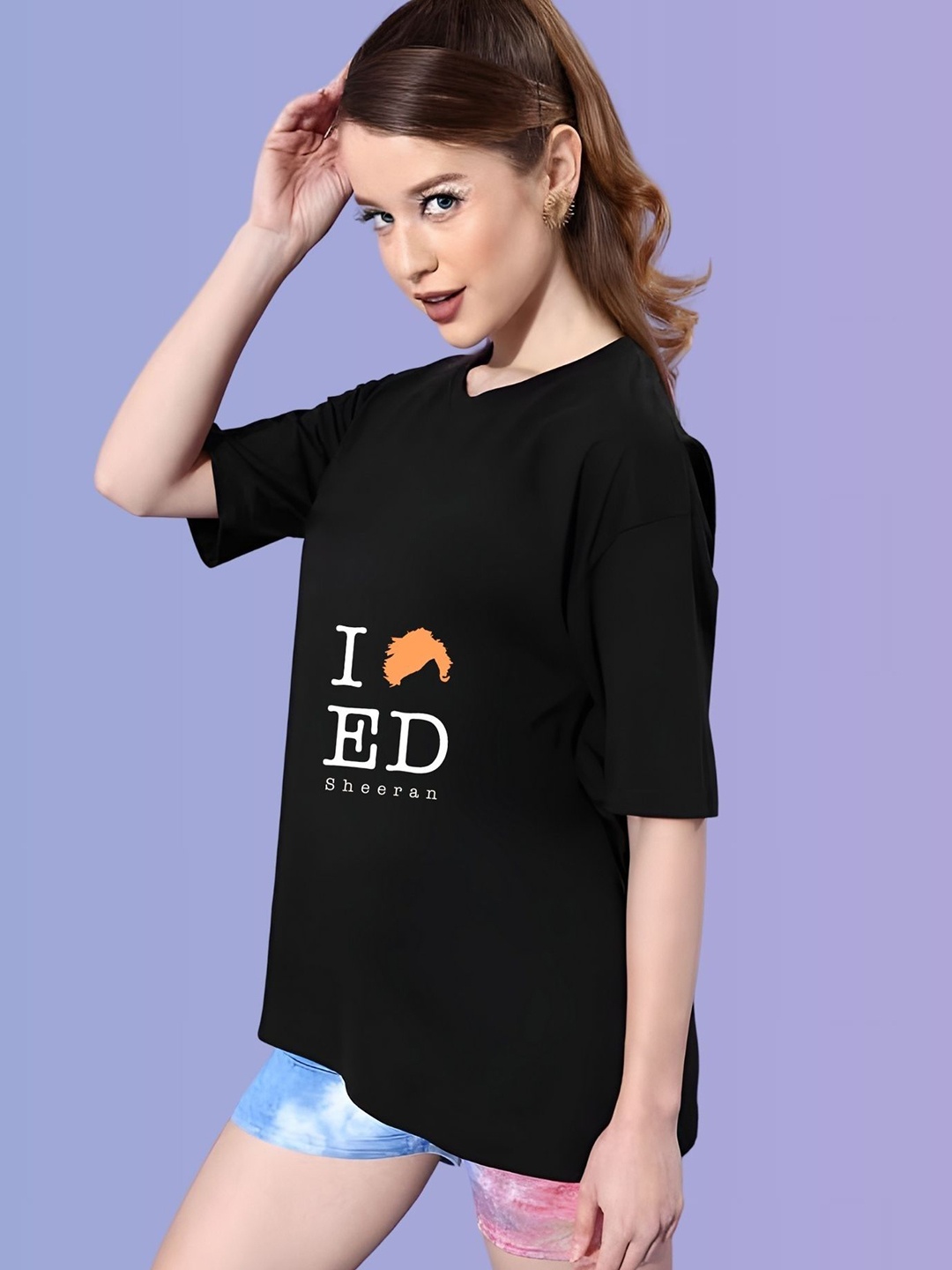 

TRENDSATTIRE Women Ed Sheeran Fan Tshirt, Black