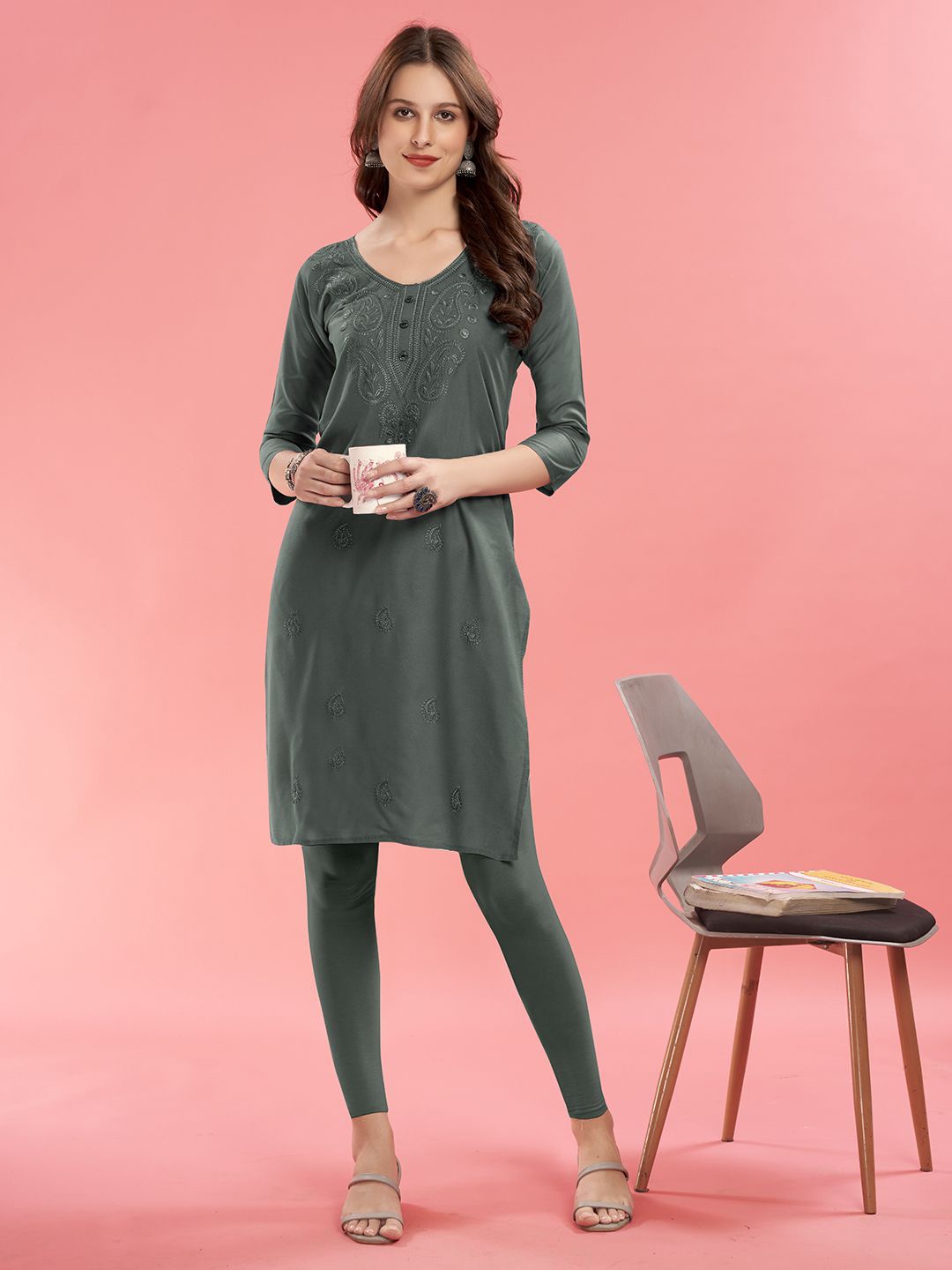 

Anouk Rustic Women Kurta, Grey