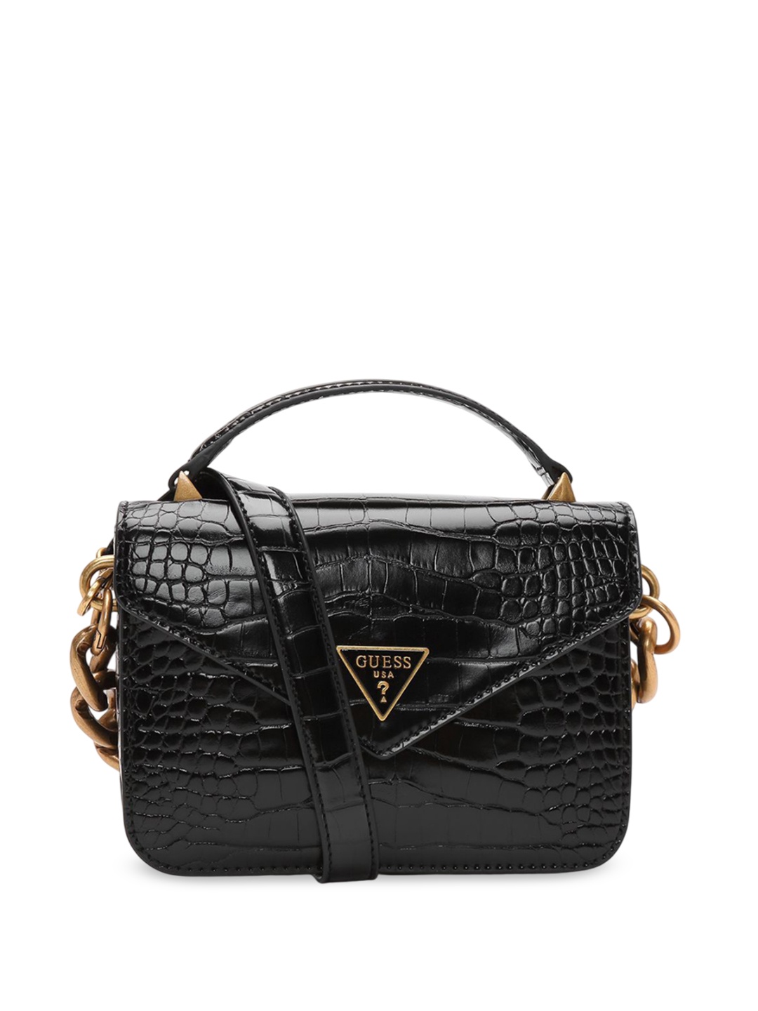 

GUESS Textured PU Structured Shoulder Bag with Tasselled, Black