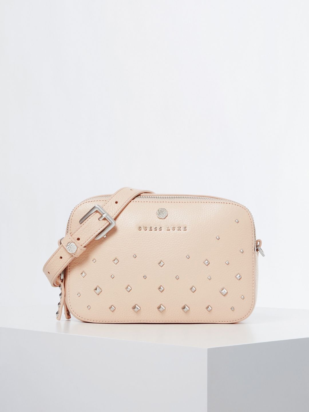 

GUESS Embellished PU Structured Shoulder Bag, Rose