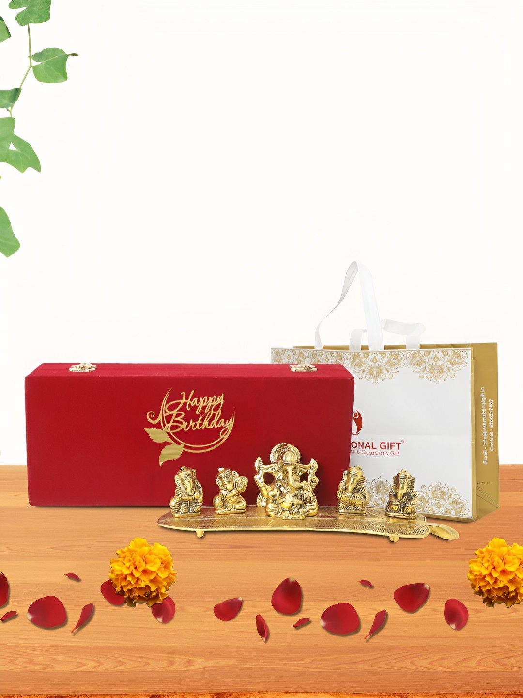 

INTERNATIONAL GIFT Gold-Toned Musical Ganesh Religious Idol Showpiece