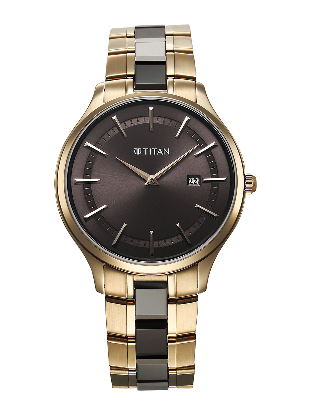 

Titan Men Embellished Dial & Stainless Steel Straps Analogue Watch 90142KD02, Grey
