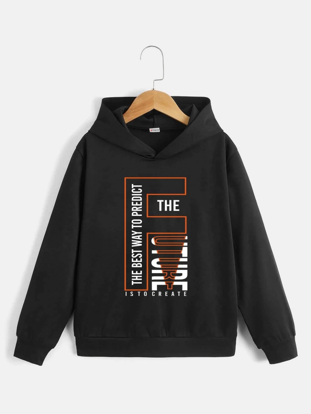 

Dagcros Boys Typography Printed Hooded Pure Cotton Sweatshirt, Black