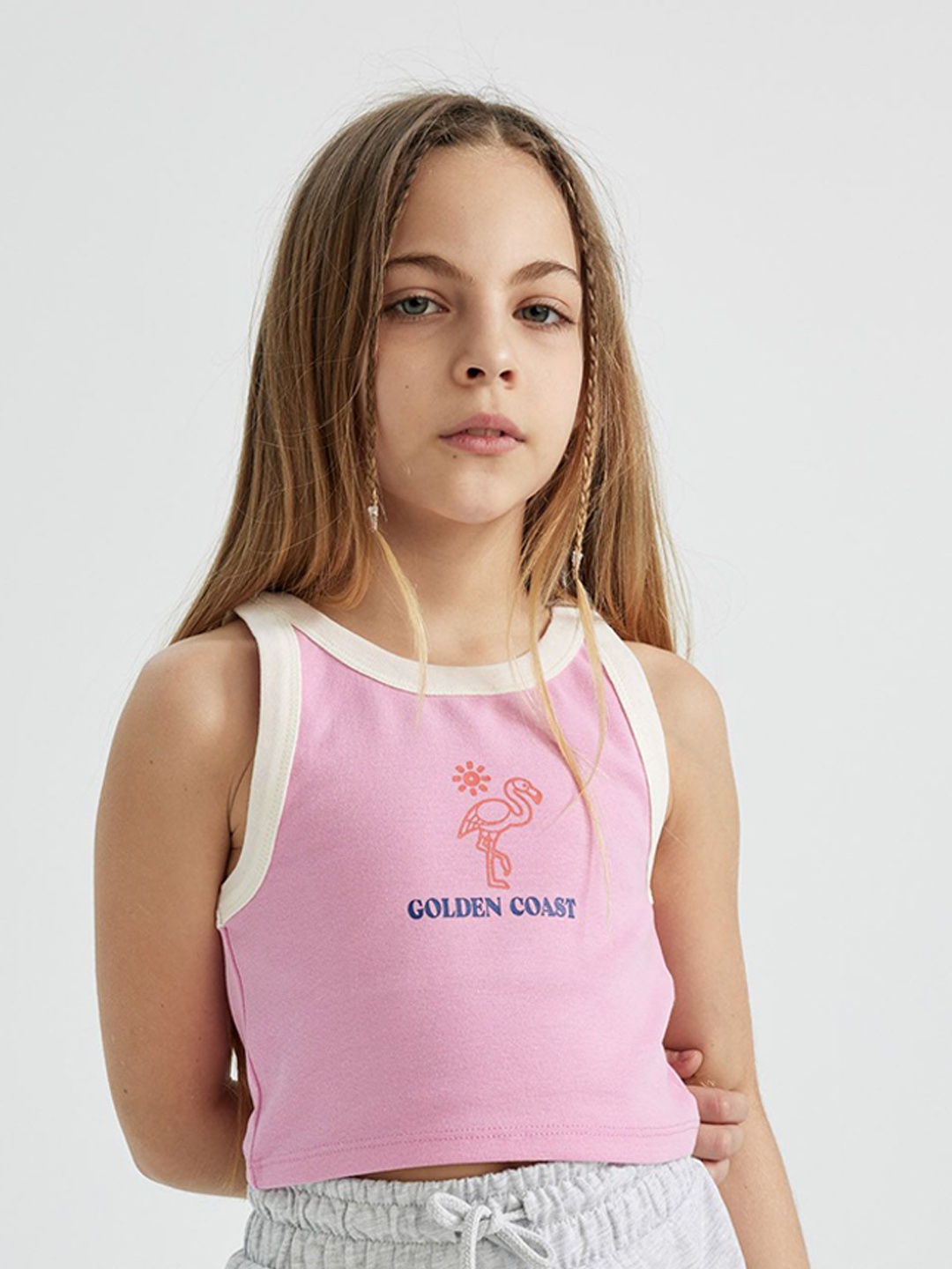 

DeFacto Girls Printed Cotton Top, Pink