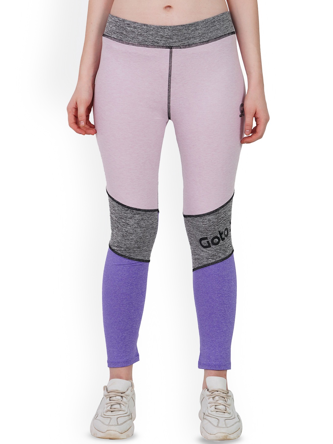 

GOTO Women Colourblocked Dri-FIT Training or Gym Tights, Pink