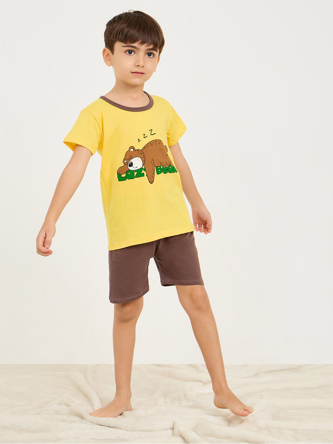 

Bold N Elegant Unisex Kids Printed T-shirt with Shorts, Yellow