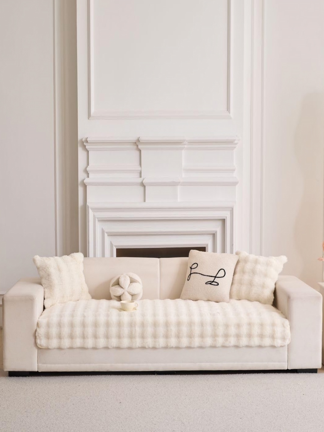 

HomeCloud Cream-Coloured Solid Other 1 Piece Sofa Cover