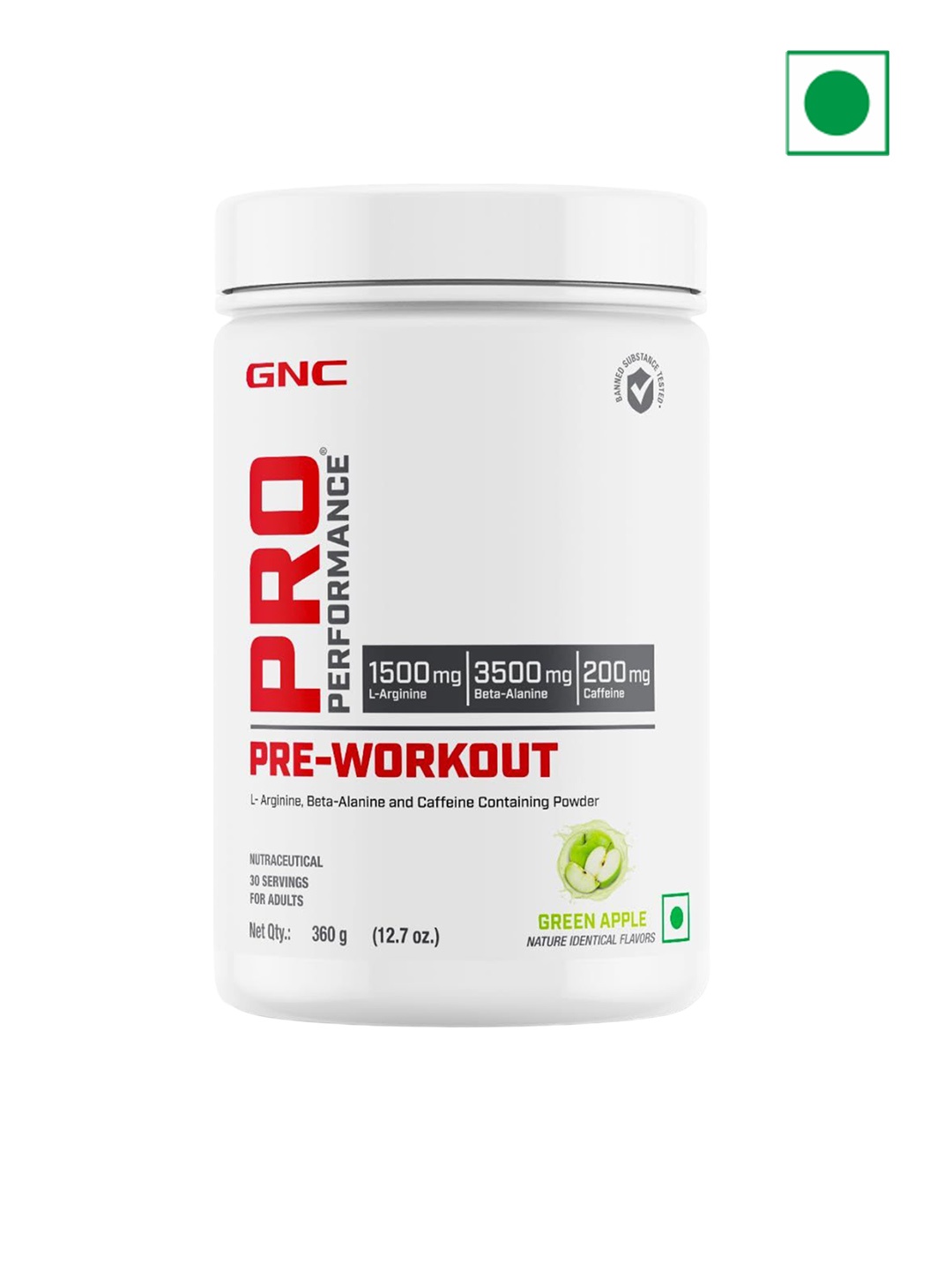 

GNC Green Apple Pro Performance Pre-Workout - 360 gm, White