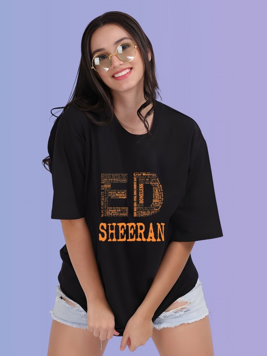 

TRENDSATTIRE Women Ed Sheeran Fan Tshirt, Black