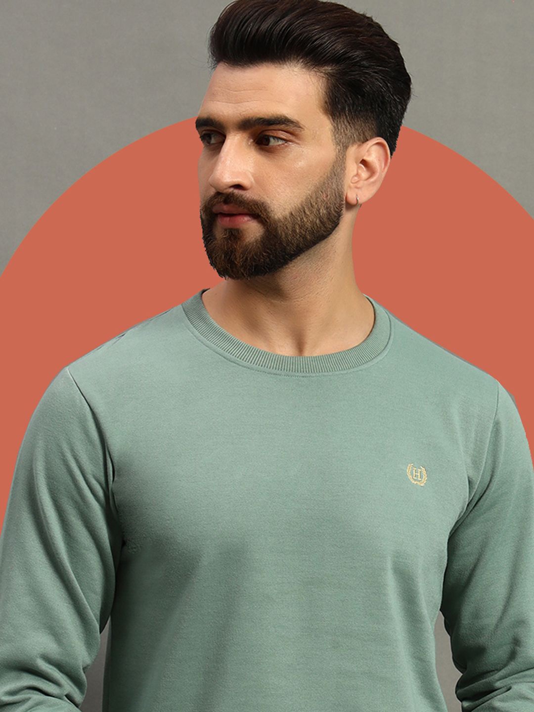 

HUSHBUCKS Men Sweatshirt, Sea green
