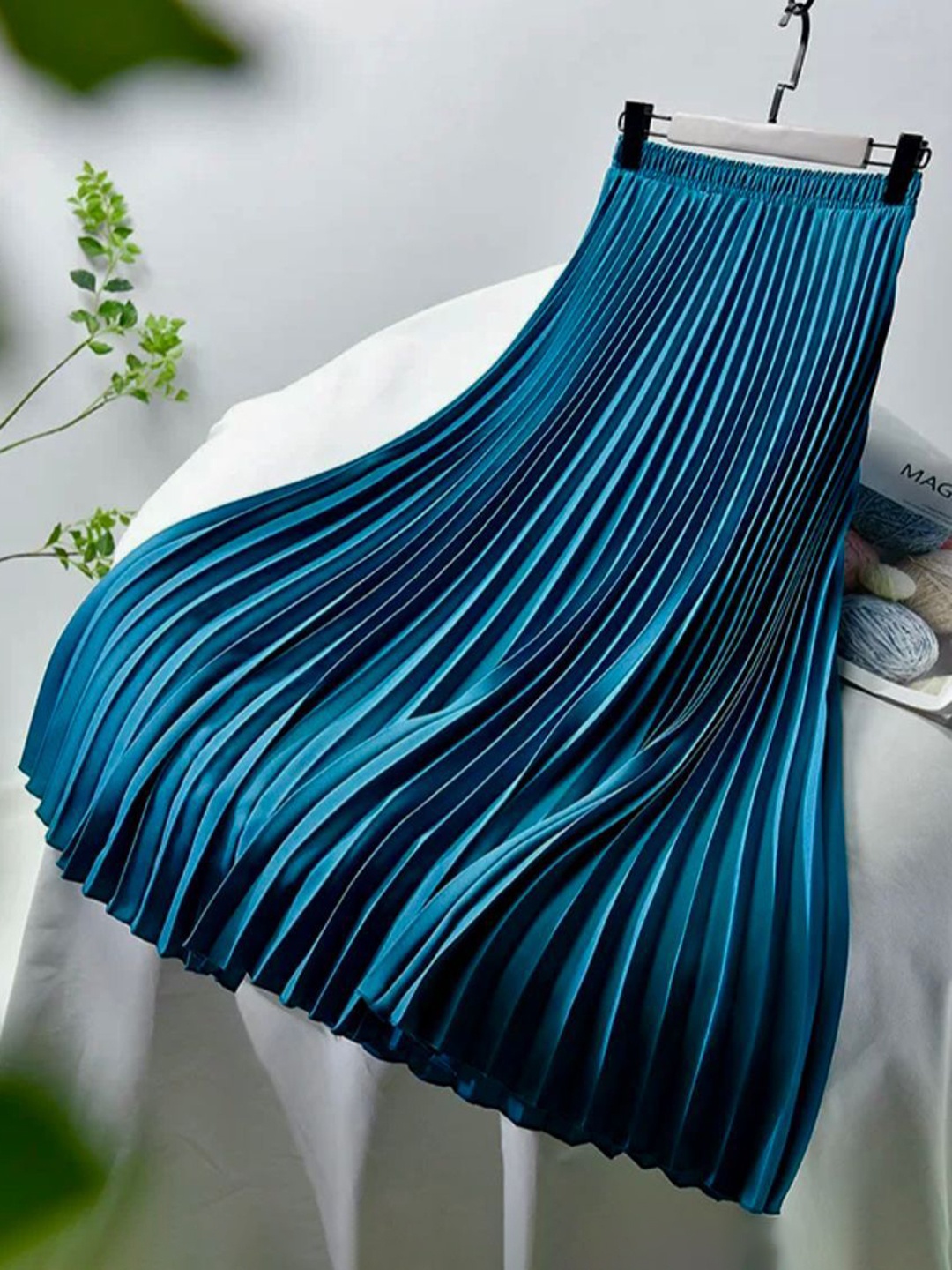

MADE FOR HER LABEL Pleated Midi Skirt, Blue