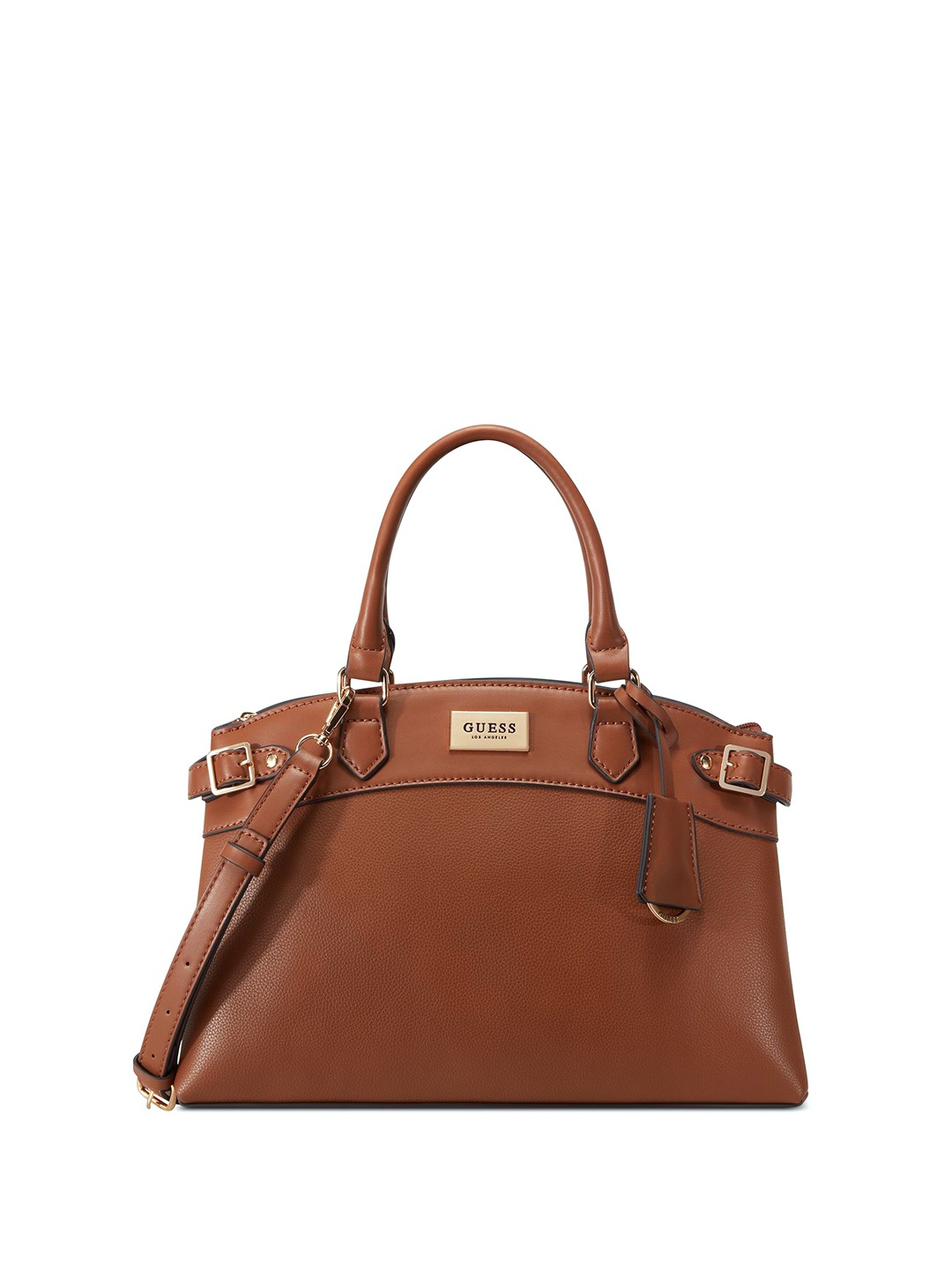 

GUESS PU Structured Satchel with Tasselled, Brown