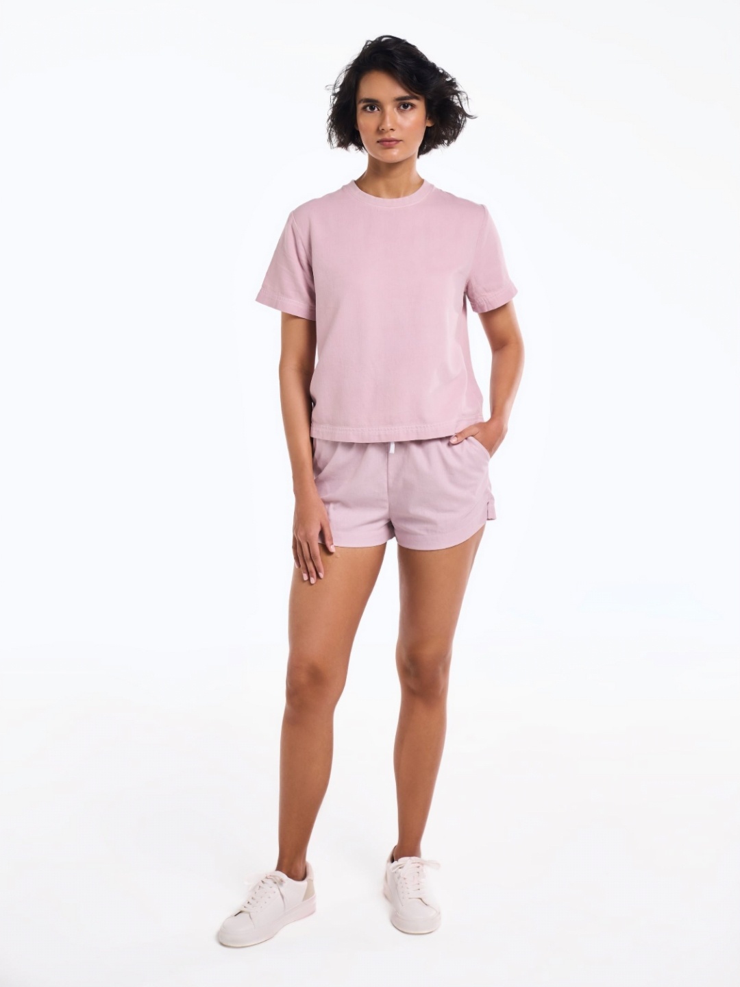 

Terra Luna Women Solid Round Neck Cotton Relaxed Fit T-shirt, Pink