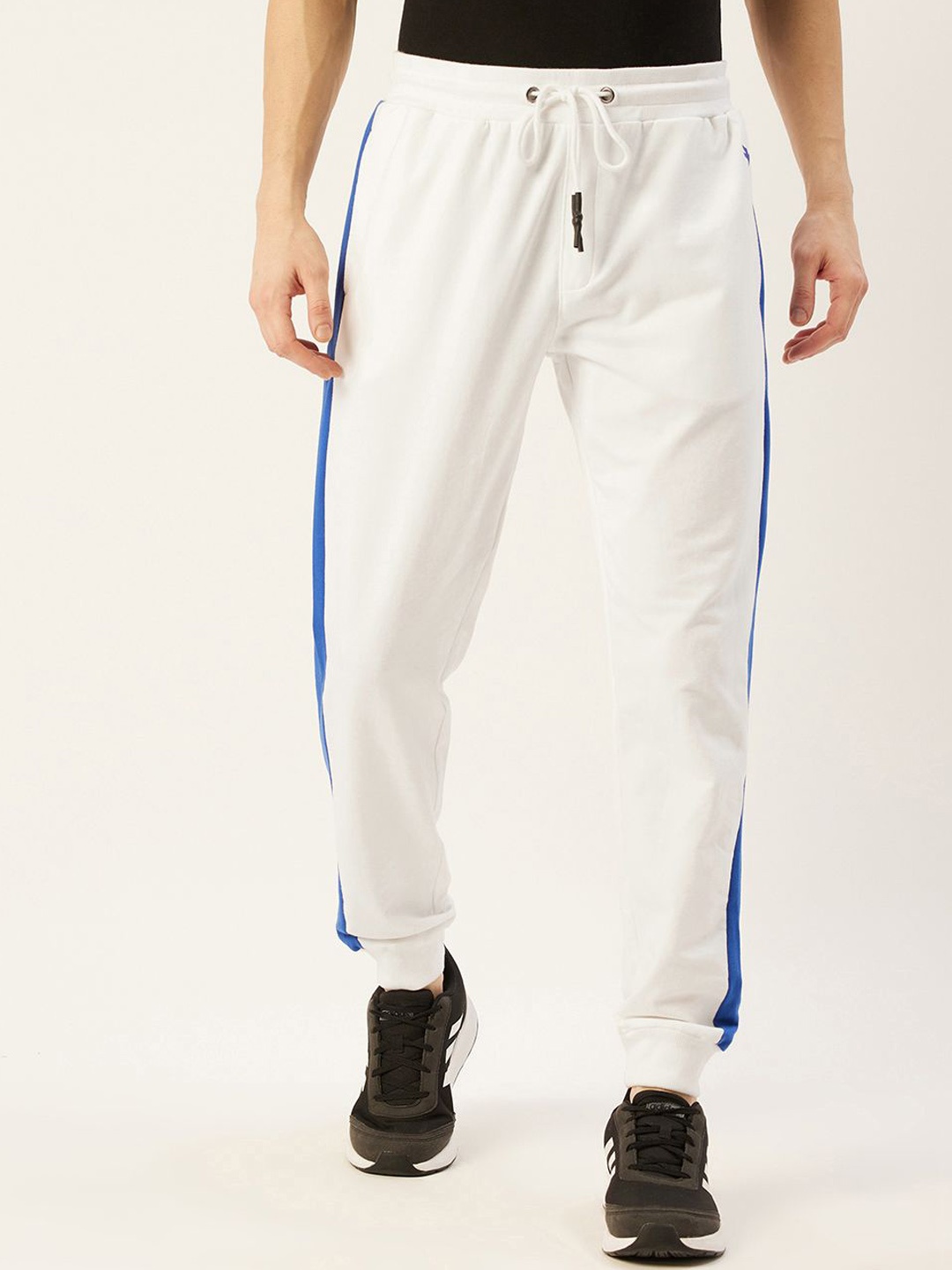 

AMSWAN Men Cotton Mid-Rise Joggers, White